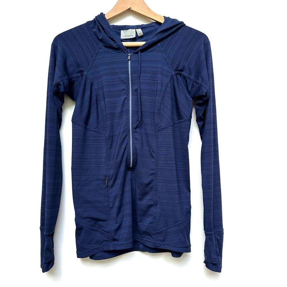 Athleta Half Zip Hoodie Shirt - Navy Size Small